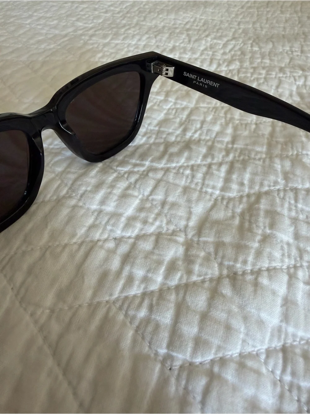 Saint Laurent Black Oversized Square Sunglasses with Gold Accents